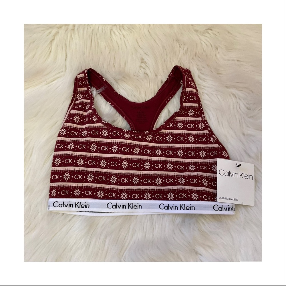 Calvin Klein Unlined Bralette - NWT - Size Medium - Fair Isle Print - New